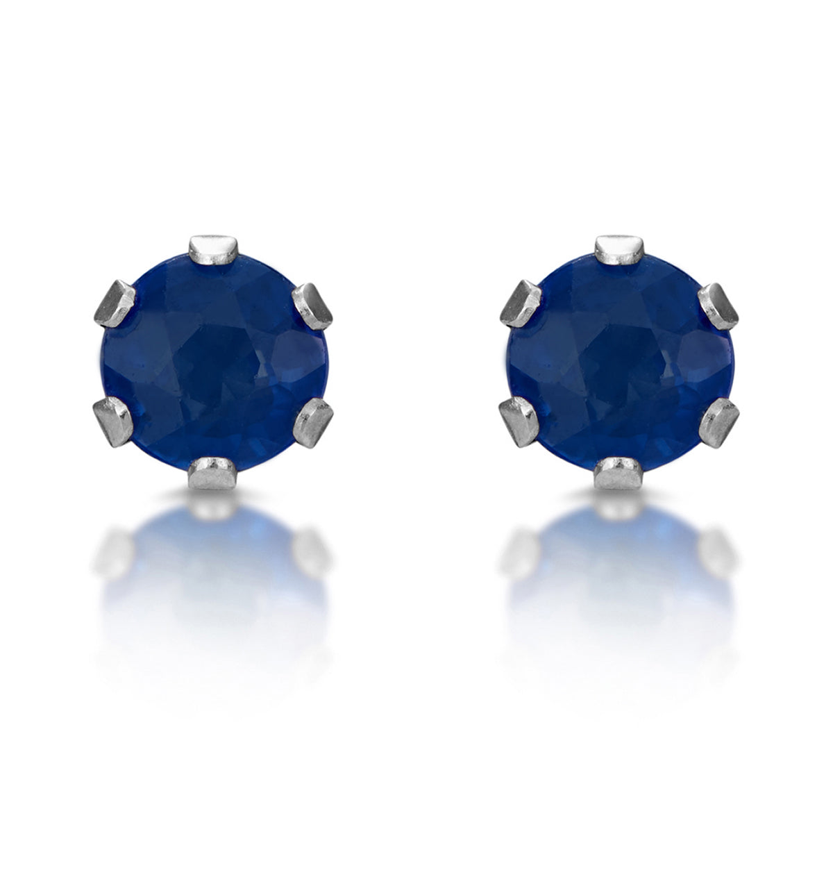 Sapphire 3mm 9K White Gold Stud Earrings